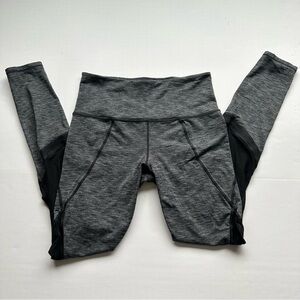 Athleta Mesh Detailed Gray and Black Leggings